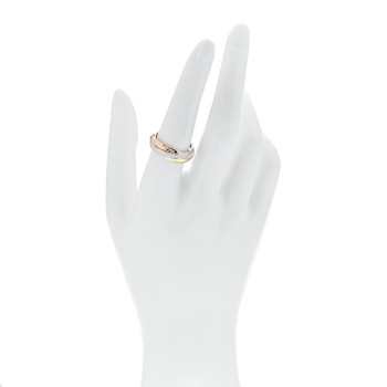 CARTIER 18K White Yellow Pink Gold Diamond Small Trinity Paved Ring 55 7.25