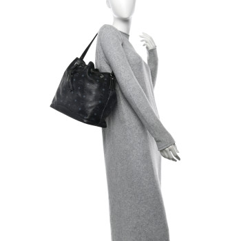 MCM Visetos Drawstring Bucket Bag Black
