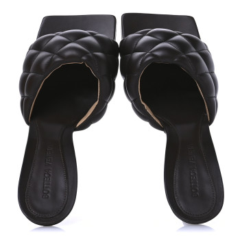 BOTTEGA VENETA Nappa Matelasse Padded Mule Sandals 37.5 Chocolate