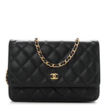CHANEL Caviar Quilted Wallet on Chain WOC Black