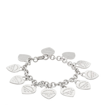 TIFFANY Sterling Silver Return to Tiffany Multi Heart Tag Charm Bracelet