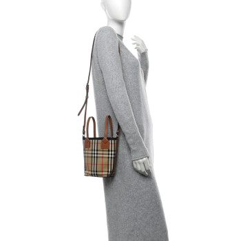 BURBERRY Cotton Calfskin Vintage Check Mini London Tote Bag Archive Beige
