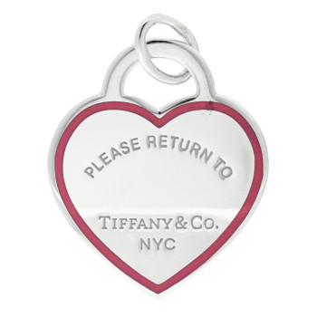 TIFFANY Sterling Silver Enamel Return to Tiffany Heart Tag Charm Pink