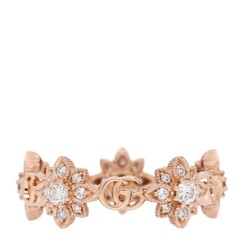 GUCCI 18K Rose Gold Diamond Flora Ring 53 6.25