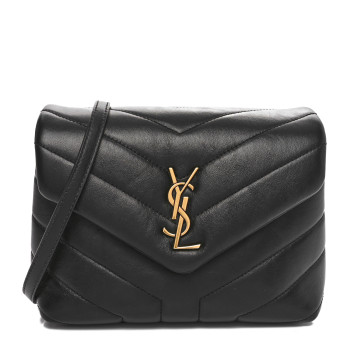 SAINT LAURENT Calfskin Y Quilted Monogram Toy Loulou Crossbody Bag Black