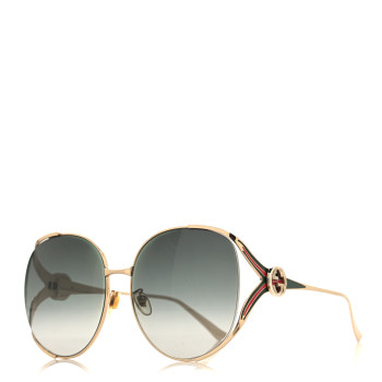 GUCCI Metal Oversized Round Frame GG0225S Sunglasses Gold