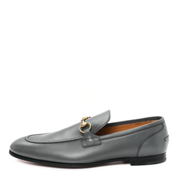 GUCCI Calfskin Horsebit Mens Jordaan Loafers 11.5 Graphite Grey