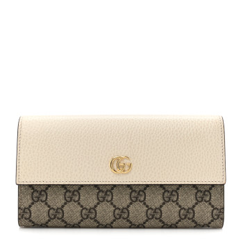 GUCCI Dollar Calfskin GG Supreme Monogram GG Marmont Continental Wallet Mystic White Beige Ebony