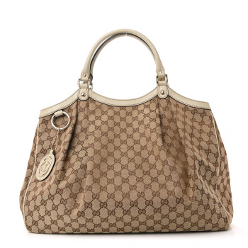 GUCCI Monogram Large Sukey Tote Off White