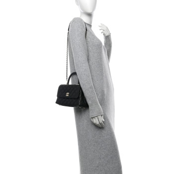 CHANEL Caviar Quilted Mini Coco Handle Flap Black