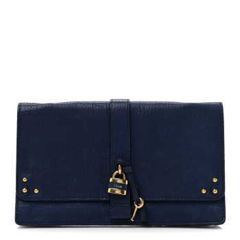 CHLOE Calfskin Aurore Wallet on Chain Blue