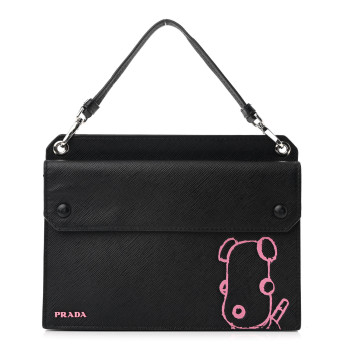 PRADA Saffiano Pradamalia Mini Bag Black Begonia