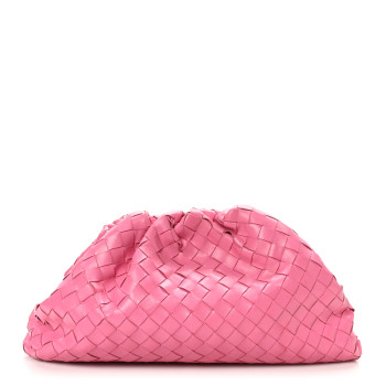 BOTTEGA VENETA Nappa Maxi Intrecciato The Pouch Oversized Clutch Pink