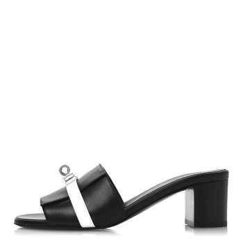 HERMES Calfskin Gigi 50 Sandals 37 White Black