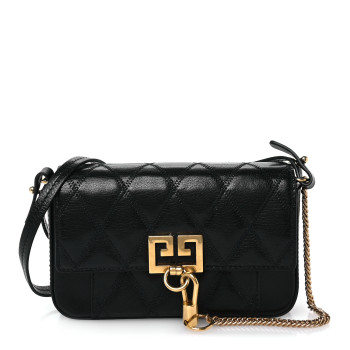 GIVENCHY Goatskin Quilted GV3 Mini Pocket Convertible Bag Black