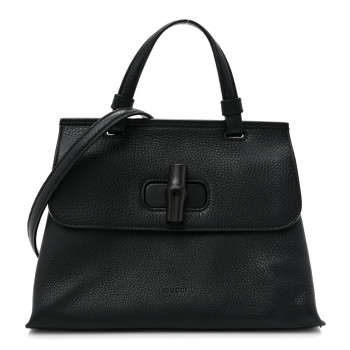 GUCCI Cellarius Calfskin Small Bamboo Daily Top Handle Bag Black