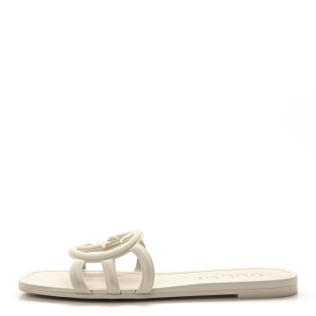 GUCCI Rubber Interlocking G Womens Slide Sandals 39 Mystic White