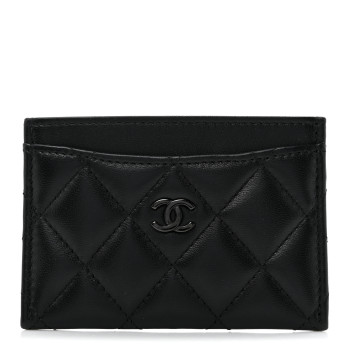 CHANEL Lambskin Quilted Card Holder So Black