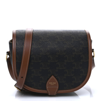 CELINE Triomphe Canvas Medium Folco Bag Tan