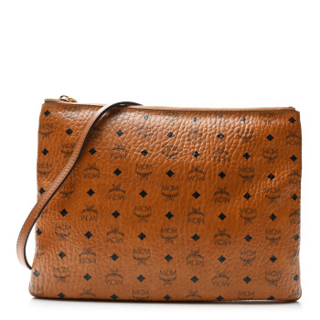 MCM Visetos Medium Crossbody Pouch Cognac