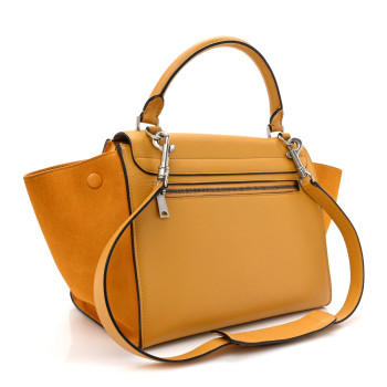 CELINE Drummed Calfskin Suede Small Trapeze Ocre