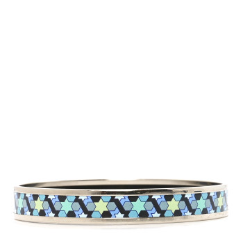 HERMES Enamel Printed Narrow Rose de Compas Bracelet 70 Ciel