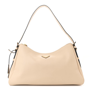 PRADA Soft Calfskin Large Aimée Shoulder Bag Travertine