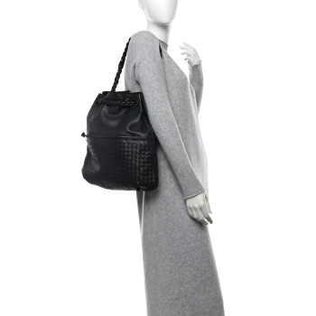 BOTTEGA VENETA Cervo Deerskin Intrecciato Julie Tote Black