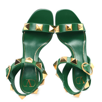 VALENTINO GARAVANI Calfskin Roman Stud 60mm Sandals 37 Brilliant Green