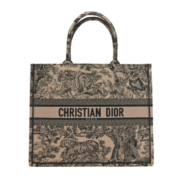 CHRISTIAN DIOR Canvas Embroidered Large Dioriviera Toile De Jouy Book Tote Brown