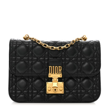 CHRISTIAN DIOR Lambskin Cannage Large Dioraddict Flap Bag Black
