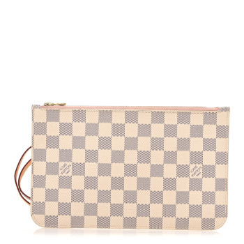 LOUIS VUITTON Damier Azur Neverfull MM GM Pochette Rose Ballerine