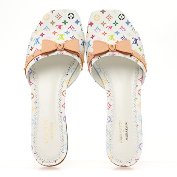 LOUIS VUITTON LV X TM  Monogram Multicolor Flat Mule Sandals 39 White Multicolor