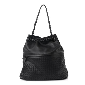 BOTTEGA VENETA Cervo Deerskin Intrecciato Julie Tote Black