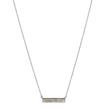 TIFFANY Sterling Silver Logo Bar Pendant Necklace