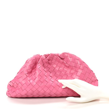 BOTTEGA VENETA Nappa Maxi Intrecciato The Pouch Oversized Clutch Pink