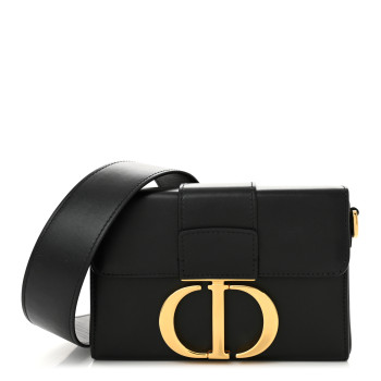 CHRISTIAN DIOR Box Calfskin 30 Montaigne Box Bag Black