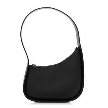 THE ROW Smooth Calfskin Half Moon Shoulder Bag Black