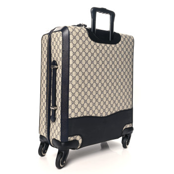 GUCCI GG Supreme Monogram Textured Dollar Calfskin Web Savoy Cabin Plus Trolley Beige Blue