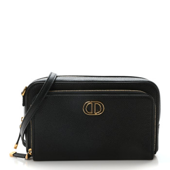 CHRISTIAN DIOR Grained Calfskin Caro Double Pouch Black