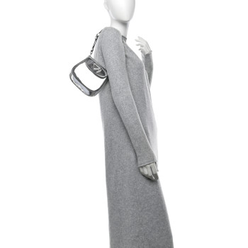 PRADA Spazzolato Mini Cleo Flap Adjustable Strap Shoulder Bag Silver