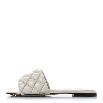 BOTTEGA VENETA Nappa Matelasse Padded Flat Sandals 37 Sea Salt