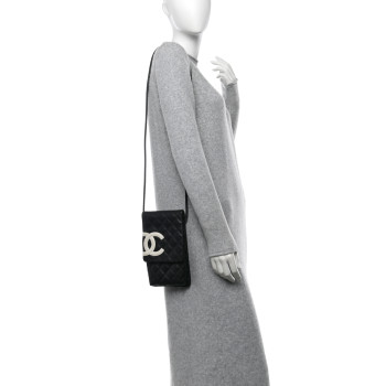 CHANEL Calfskin Quilted Cambon Crossbody Messenger Black White