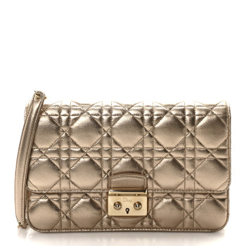 CHRISTIAN DIOR Metallic Lambskin Cannage Miss Dior Promenade Pouch Gold