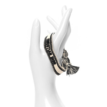 CHRISTIAN DIOR Woven Cotton J'Adior Friendship Bracelet White Black
