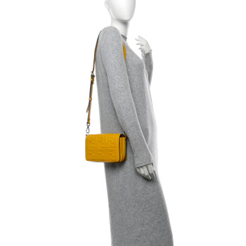 FENDI Nappa FF 1974 Embossed Mini Expandable Flap Bag Mimosa