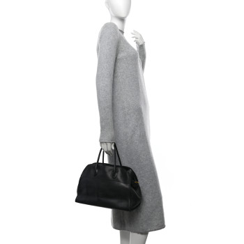 THE ROW Polished Saddle Calfskin Soft Margaux 12 Black