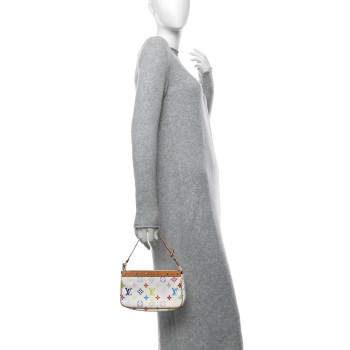 LOUIS VUITTON Monogram Multicolor Pochette Accessories White