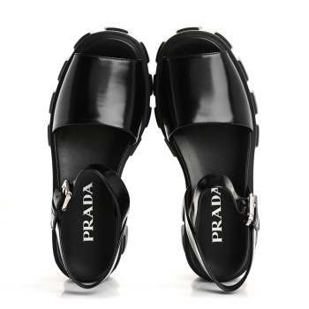 PRADA Spazzolato Monolith 55mm Sandals 37 Black