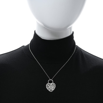 TIFFANY Sterling Silver Filigree Heart Key Pendant Necklace
